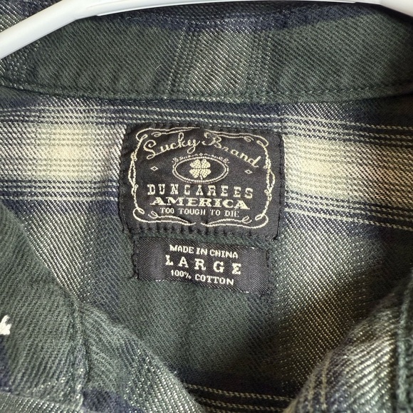 Lucky Brand Men's Dark Green Plaid Button Down Shirt - Picture 4 of 6